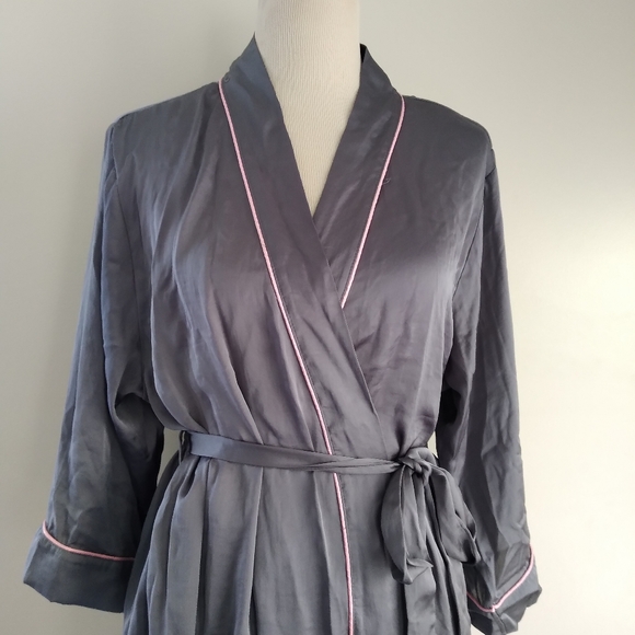 NWT j couture satin dark grey robe size L_XL - Picture 3 of 11